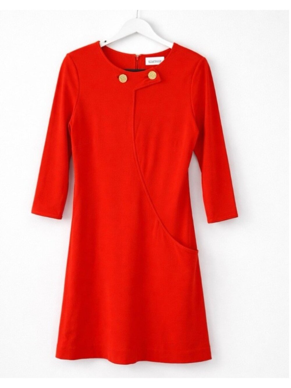 Elizabeth McKay Ponte Knit Sheath Dress Size 12 Orange 3/4 Sleeve Stretch